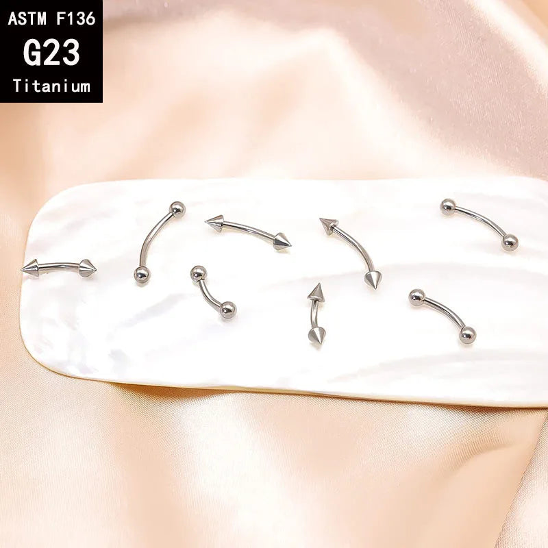 1/5/50PCS ASTM F136 Internally Threaded Eyebrow Nose Ring C rod Body Piercing jewelry set G23Titanium wholesale