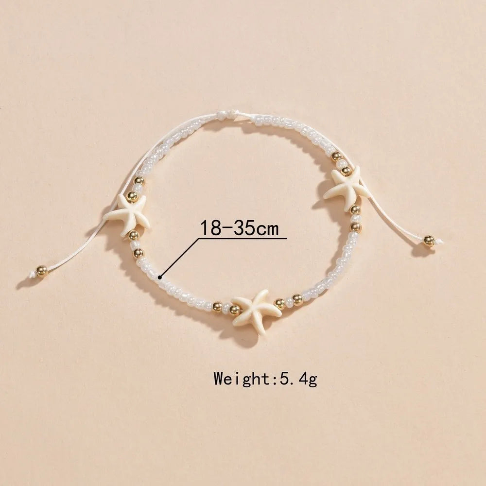 Bohemian Adjustable Starfish Anklet Bracelet Charm Braided Beach Foot Chain Vintage Women's Jewelry Gift