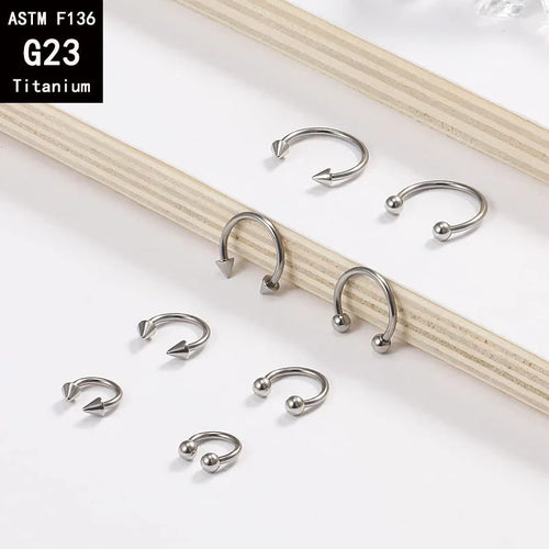 1/5/50PCS ASTM F136 Internally Threaded Eyebrow Nose Ring C rod Body Piercing jewelry set G23Titanium wholesale